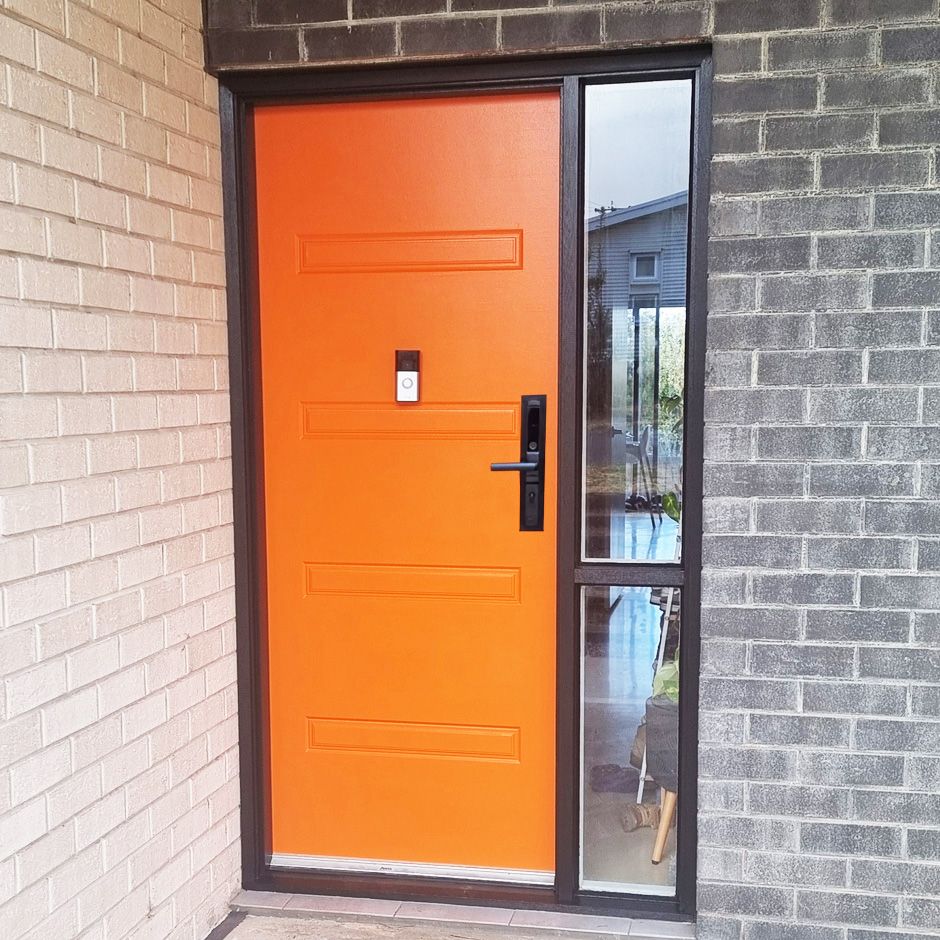 A new front door fitted with a smart lock